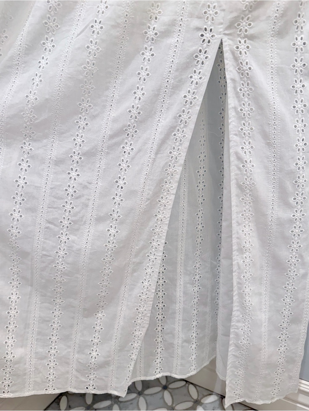 Three Bird Nest White Lace Bralette  Eyelet Maxi Dress Slit Spaghetti Strap Boho - Picture 7 of 13